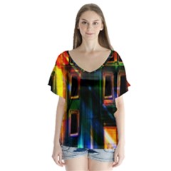 Architecture City Homes Window Flutter Sleeve Top by Amaryn4rt