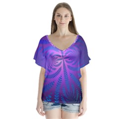 Background Brush Particles Wave Flutter Sleeve Top by Amaryn4rt