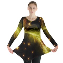 Particles Vibration Line Wave Long Sleeve Tunic  by Amaryn4rt
