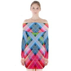 Graphics Colorful Colors Wallpaper Graphic Design Long Sleeve Off Shoulder Dress by Amaryn4rt