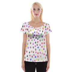 Paw Prints Background Women s Cap Sleeve Top by Amaryn4rt