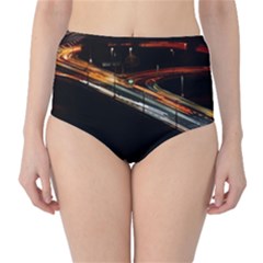 Highway Night Lighthouse Car Fast High-waist Bikini Bottoms by Amaryn4rt