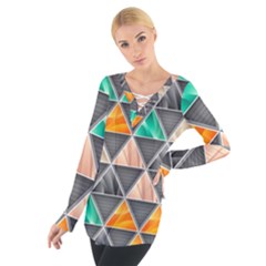 Abstract Geometric Triangle Shape Women s Tie Up Tee by Amaryn4rt