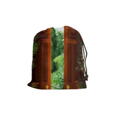 Beautiful World Entry Door Fantasy Drawstring Pouches (medium)  by Amaryn4rt
