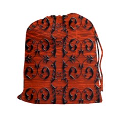 3d Metal Pattern On Wood Drawstring Pouches (xxl) by Amaryn4rt