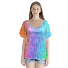 Abstract Color Pattern Textures Colouring Flutter Sleeve Top by Simbadda