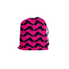 Pink Gun Drawstring Pouches (small)  by boho