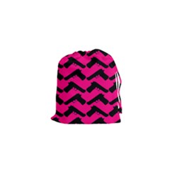 Pink Gun Drawstring Pouches (xs)  by boho