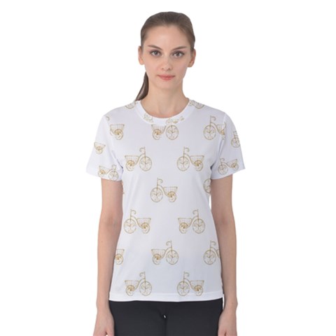 Retro Bicycles Motif Vintage Pattern Women s Cotton Tee by dflcprintsclothing