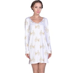 Retro Bicycles Motif Vintage Pattern Long Sleeve Nightdress by dflcprintsclothing