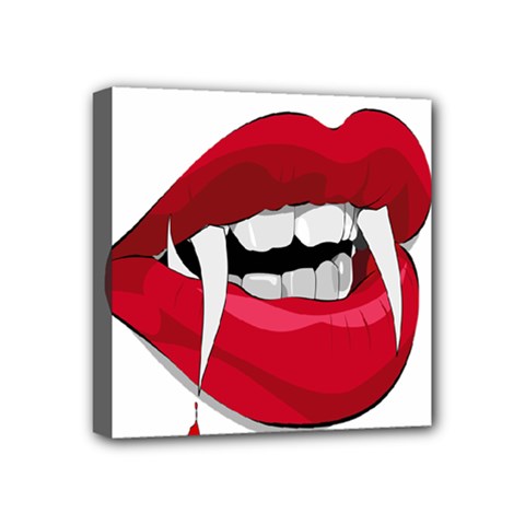 Mouth Jaw Teeth Vampire Blood Mini Canvas 4  X 4  by Simbadda
