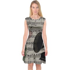 Vintage Music Design Capsleeve Midi Dress by Valentinaart