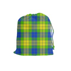 Spring Plaid Yellow Drawstring Pouches (large)  by Simbadda
