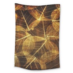 Leaves Autumn Texture Brown Large Tapestry by Simbadda