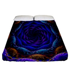 Flowers Dive Neon Light Patterns Fitted Sheet (king Size) by Simbadda