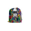 Skull Background Bright Multi Colored Drawstring Pouches (Small)  View1