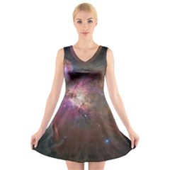 Orion Nebula V-neck Sleeveless Skater Dress by SpaceShop