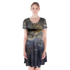 Propeller Nebula Short Sleeve V-neck Flare Dress by SpaceShop