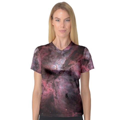 Carina Peach 4553 Women s V-neck Sport Mesh Tee by SpaceShop