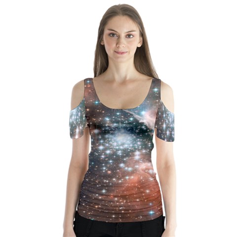 Star Cluster Butterfly Sleeve Cutout Tee  by SpaceShop