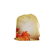 Background Leaves Dry Leaf Nature Drawstring Pouches (small)  by Simbadda