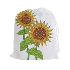 Sunflowers Flower Bloom Nature Drawstring Pouches (xxl) by Simbadda