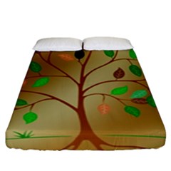 Tree Root Leaves Contour Outlines Fitted Sheet (king Size) by Simbadda
