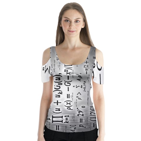 Science Formulas Butterfly Sleeve Cutout Tee  by Simbadda