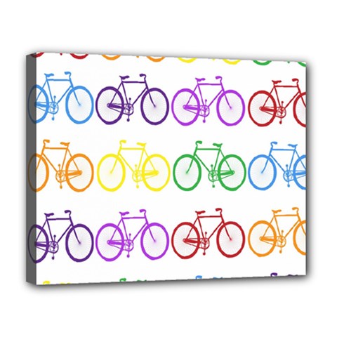 Rainbow Colors Bright Colorful Bicycles Wallpaper Background Canvas 14  X 11  by Simbadda