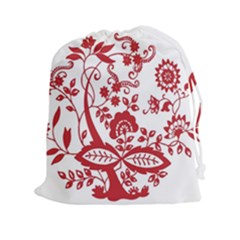 Red Vintage Floral Flowers Decorative Pattern Clipart Drawstring Pouches (xxl) by Simbadda