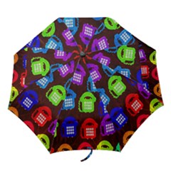 Grunge Telephone Background Pattern Folding Umbrellas by Amaryn4rt