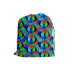 Bee Hive Color Disks Drawstring Pouches (large)  by Amaryn4rt