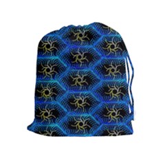 Blue Bee Hive Pattern Drawstring Pouches (extra Large) by Amaryn4rt