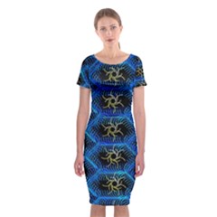 Blue Bee Hive Pattern Classic Short Sleeve Midi Dress by Amaryn4rt