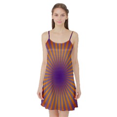 Retro Circle Lines Rays Orange Satin Night Slip by Amaryn4rt