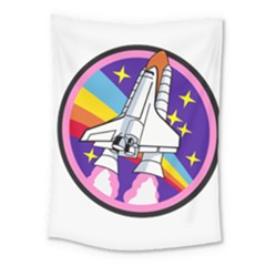 Badge Patch Pink Rainbow Rocket Medium Tapestry by Amaryn4rt