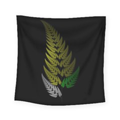 Drawing Of A Fractal Fern On Black Square Tapestry (small) by Simbadda