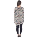 Blue Colorful Mushrooms Pattern Long Sleeve Tunic Top View2