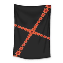 Red Fractal Cross Digital Computer Graphic Small Tapestry by Simbadda