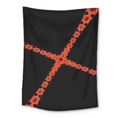 Red Fractal Cross Digital Computer Graphic Medium Tapestry by Simbadda