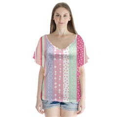 Heart Love Valentine Polka Dot Pink Blue Grey Purple Red Flutter Sleeve Top by Mariart
