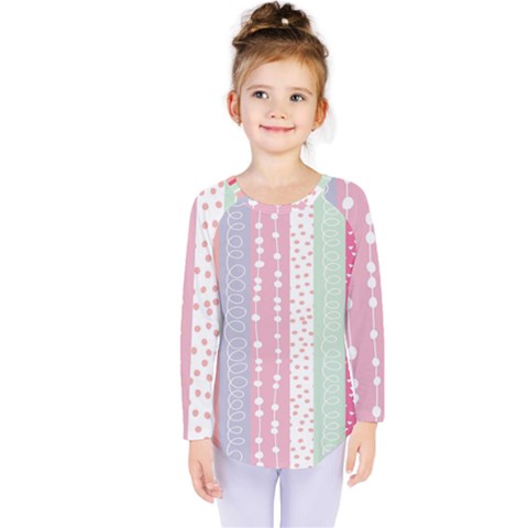 Heart Love Valentine Polka Dot Pink Blue Grey Purple Red Kids  Long Sleeve Tee by Mariart