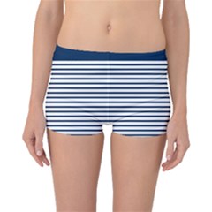 Horizontal Stripes Blue White Line Boyleg Bikini Bottoms by Mariart