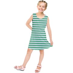 Horizontal Stripes Green Kids  Tunic Dress by Mariart