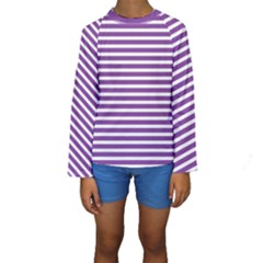 Horizontal Stripes Purple Kids  Long Sleeve Swimwear by Mariart