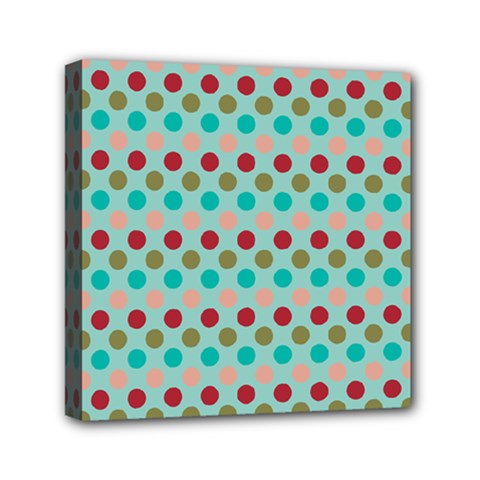 Large Colored Polka Dots Line Circle Mini Canvas 6  X 6  by Mariart