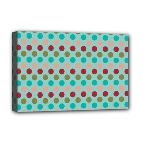 Large Colored Polka Dots Line Circle Deluxe Canvas 18  X 12   by Mariart