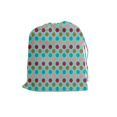 Large Colored Polka Dots Line Circle Drawstring Pouches (large)  by Mariart