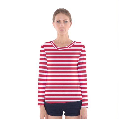 Horizontal Stripes Red Women s Long Sleeve Tee by Mariart