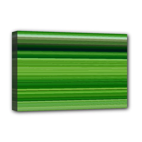Horizontal Stripes Line Green Deluxe Canvas 18  X 12   by Mariart